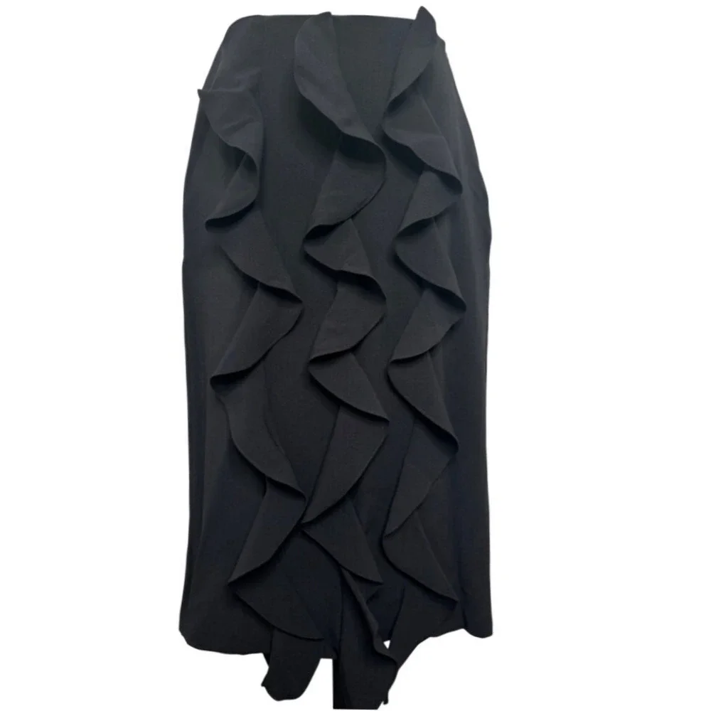 NWT‎ Drop Frill Midi Skirt Sz Small Black Whimsygoth Fairy Grunge Korean Fashion